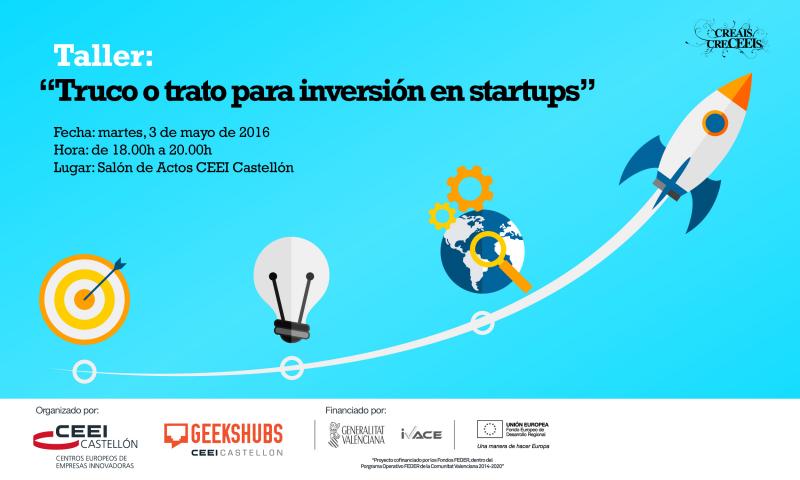 Recordatorio Taller: "Truco o trato para inversin en startups" con Luis Gosalbez, 3 de mayo