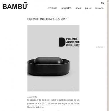 Premio Finalista ADCV 2017 | Noticias | Bambu Design Studio