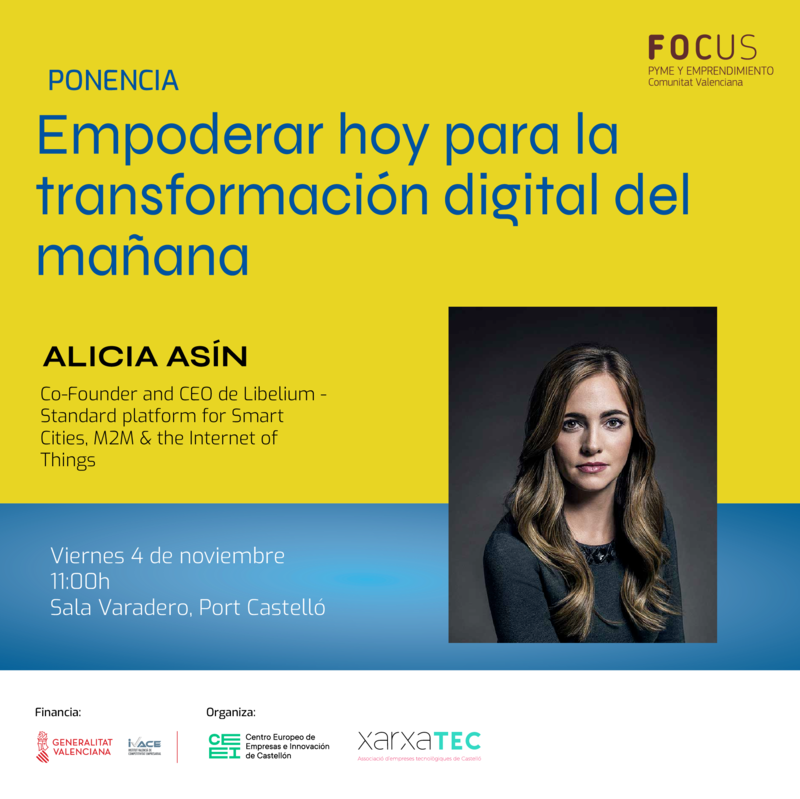 Recordatorio invitación evento FOCUS 4 de noviembre con Alicia Asín