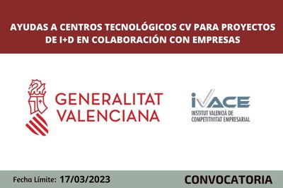 AYUDAS DIRIGIDAS A CENTROS TECNOLÓGICOS CV PARA PROYECTOS DE I+D EN COLABORACIÓN CON EMPRESAS 2023