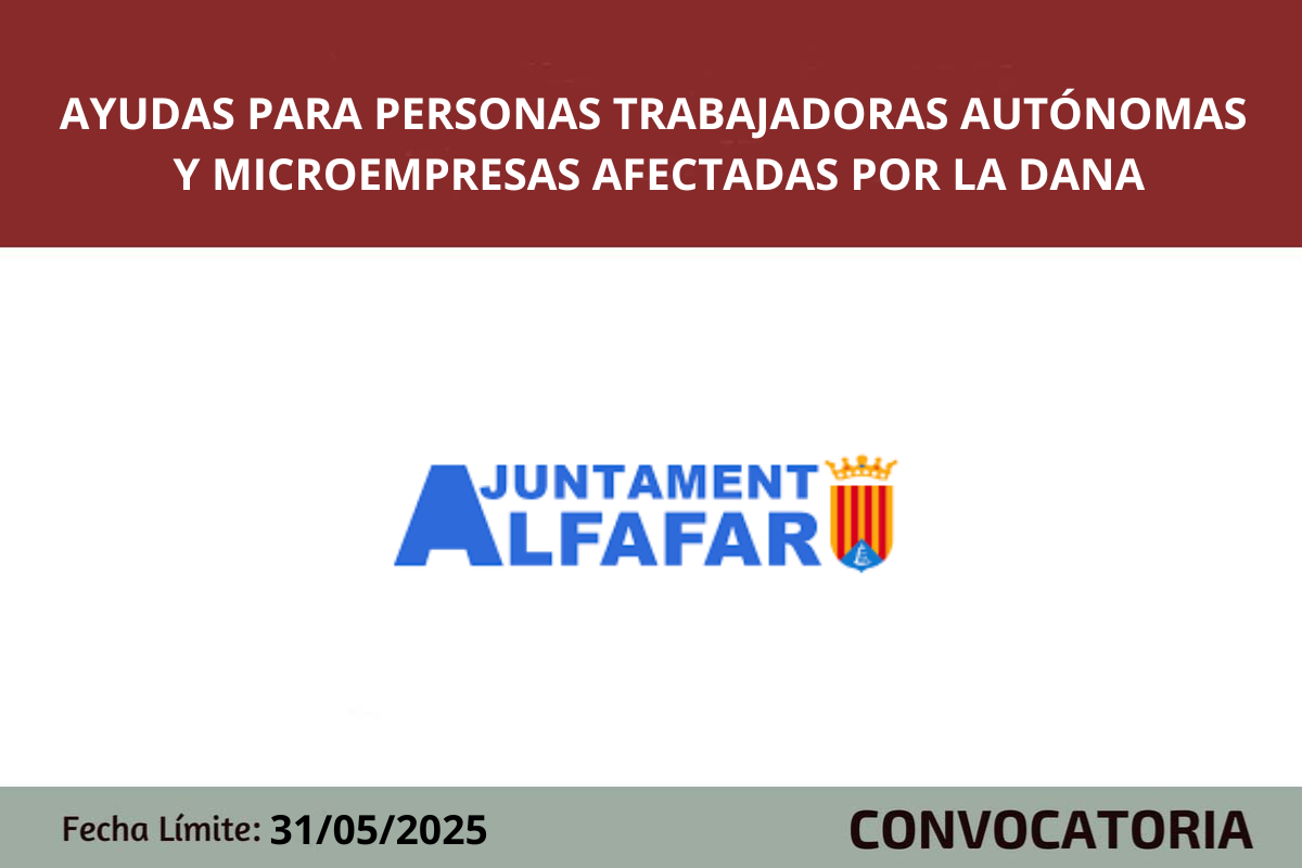 Ayudas para aut�nomos y pymes de Alfafar afectadas por la DANA